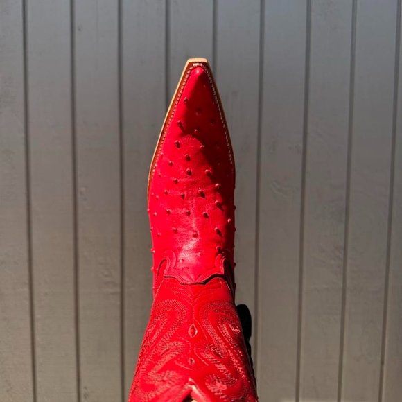 #20 Red Ostrich Finish Boot - Picture 4 of 5